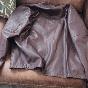 Maroon synthethic leather jacket